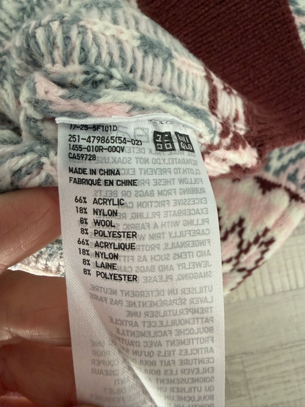 JW ANDERSON x UNIQLO Fair Isle Crew Neck Sweater in Pink Burgundy Size S - Picture 6 of 6